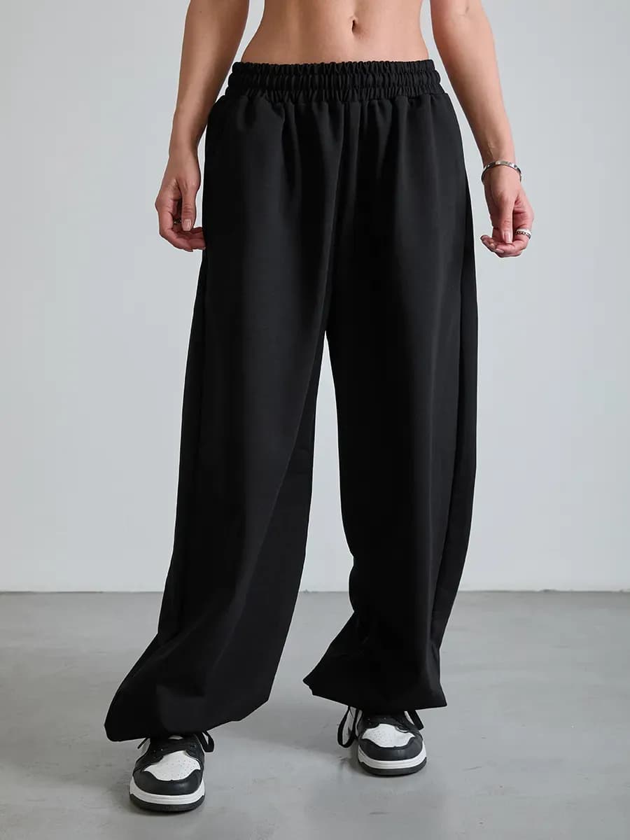 Широкие спортивные штаны джоггеры оверсайз без начёса