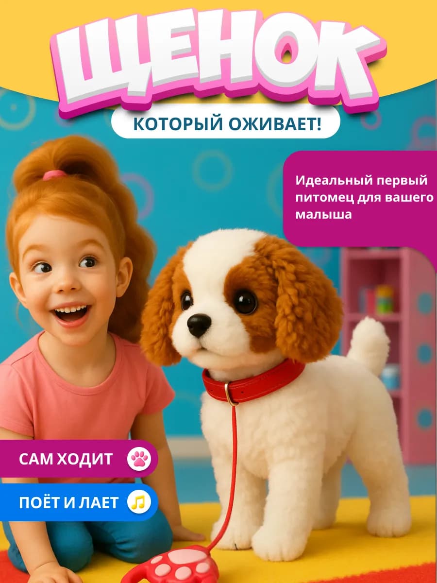 Интерактивная игрушка собака умный щенок кокер с сумкой