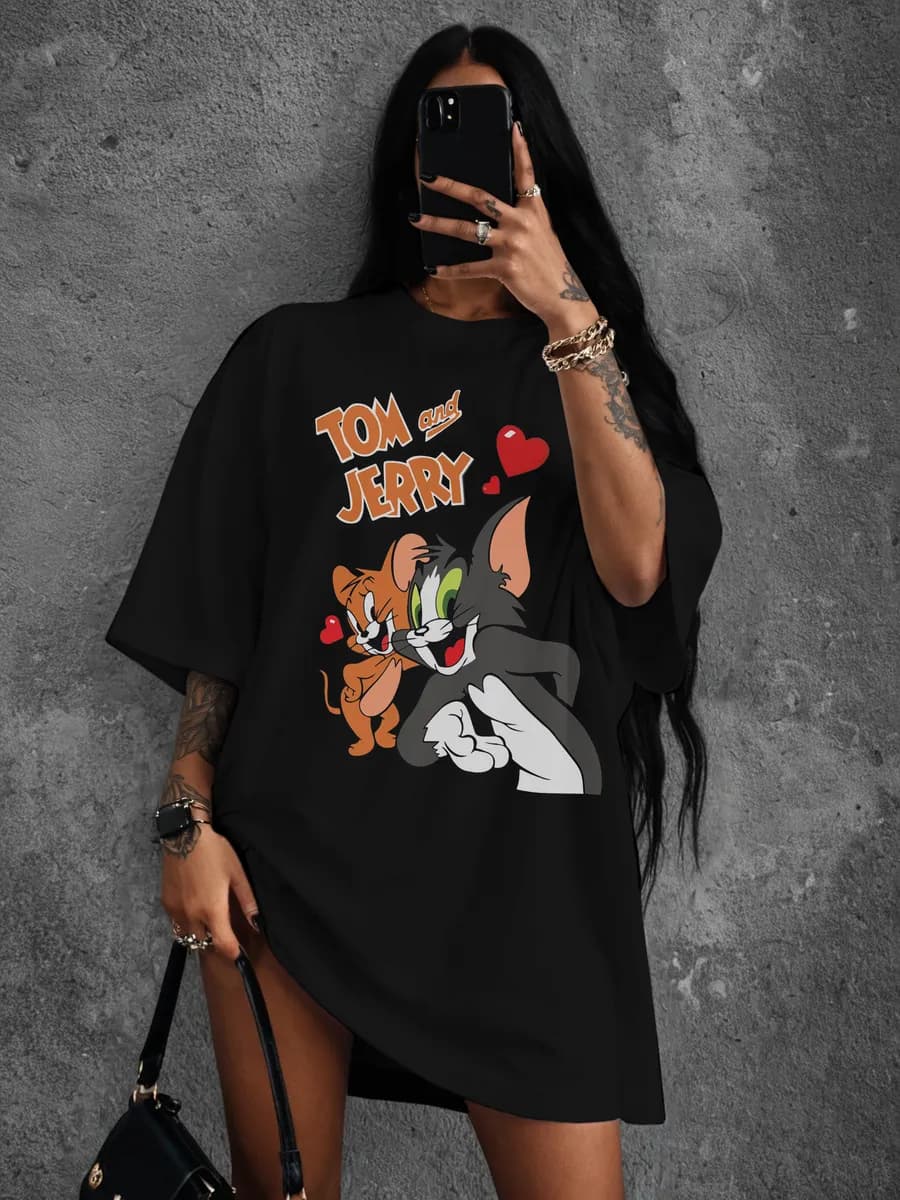 Футболка оверсайз с принтом Том и Джерри