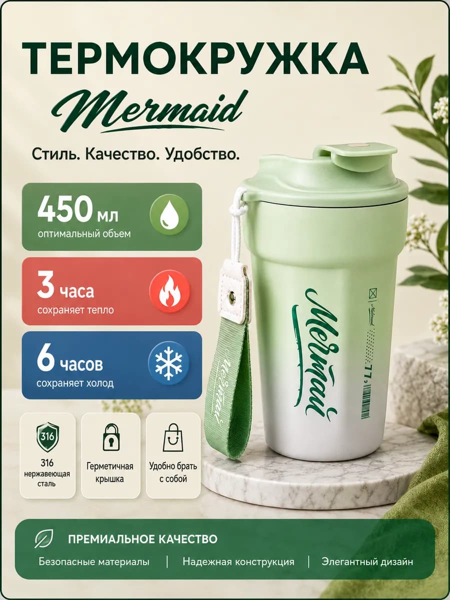 Термокружка для кофе и чая автомобильная 450 мл термос