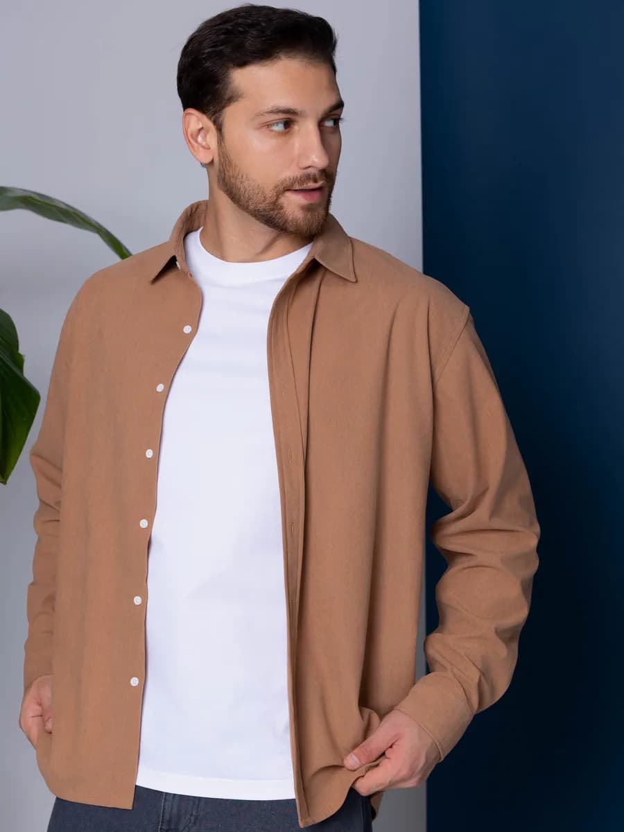 Рубашка с длинным рукавом вельветовая оверсайз