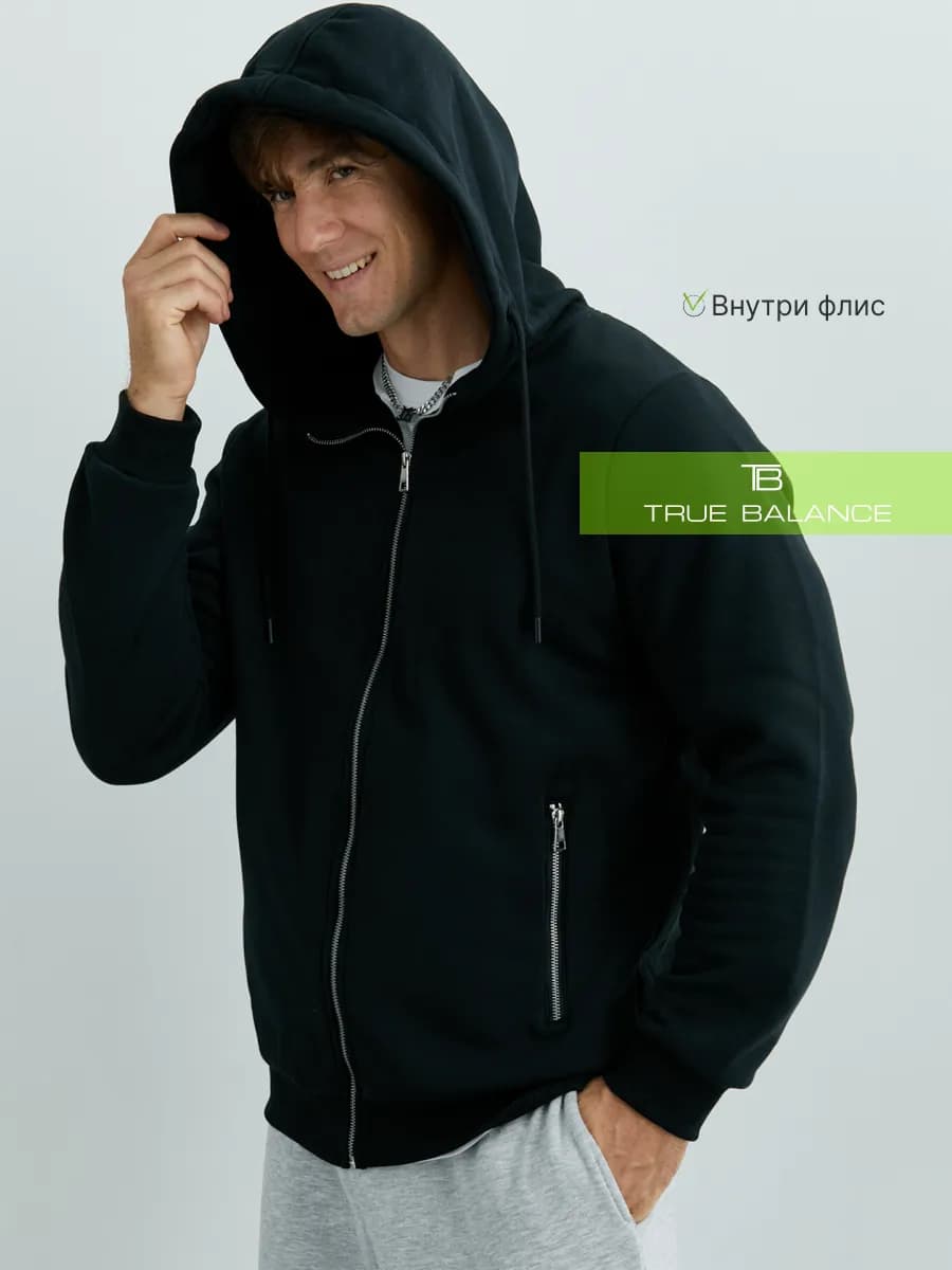 Толстовка оверсайз однотонная с капюшоном