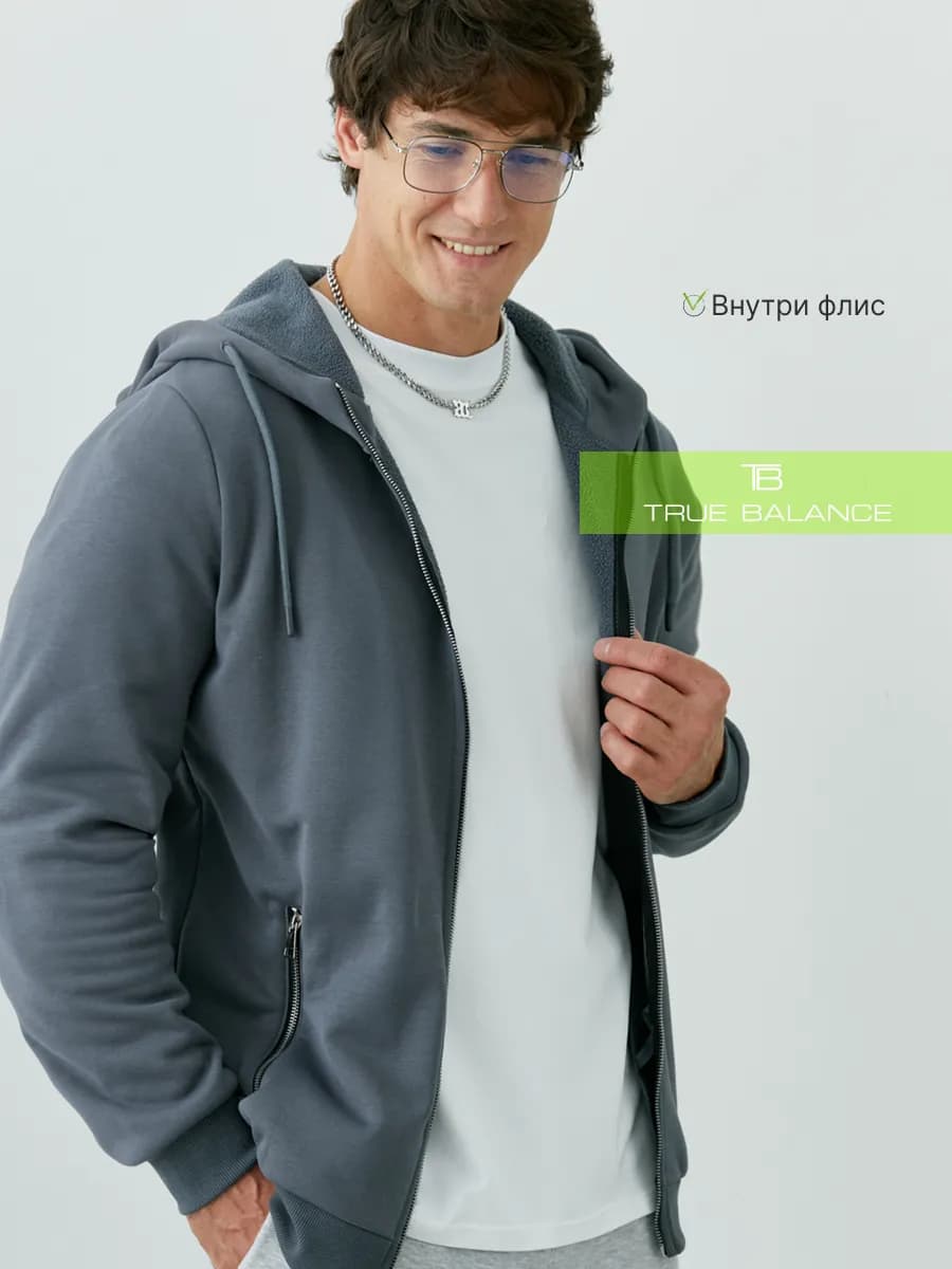 Толстовка оверсайз однотонная с капюшоном