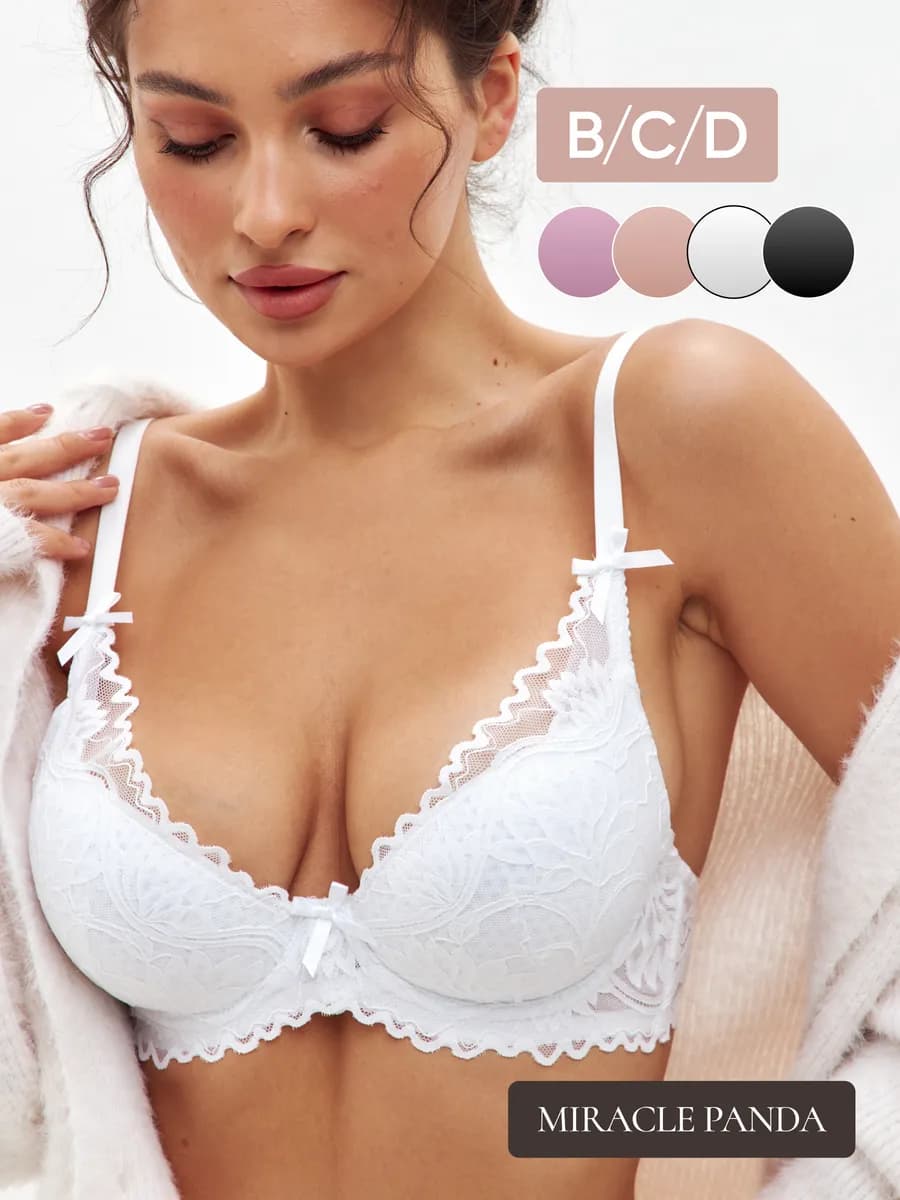 Бюстгальтер кружевной с косточками без пушап - фото 1