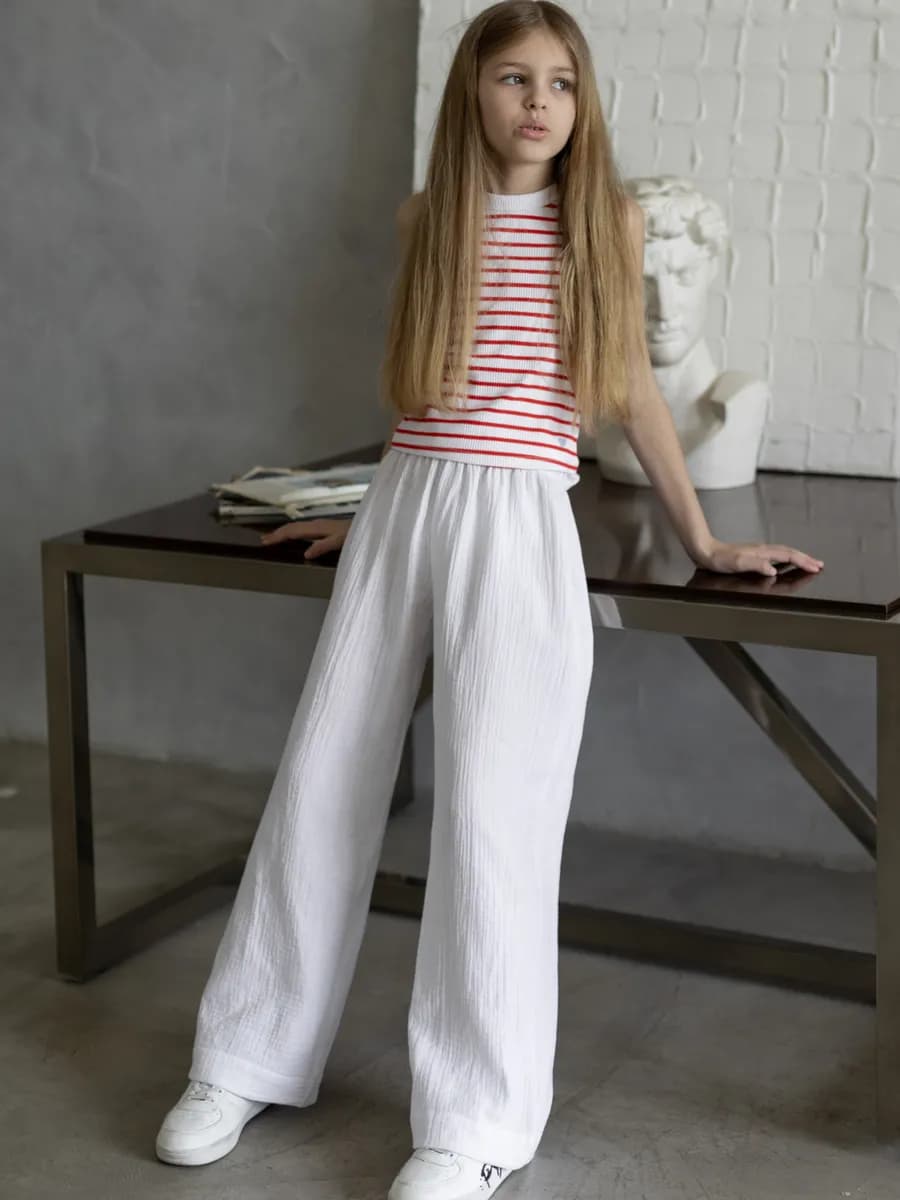 Брюки из муслина для девочки широкие