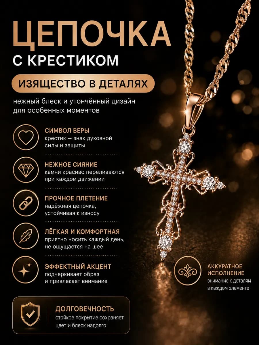 Цепочка с крестиком женская