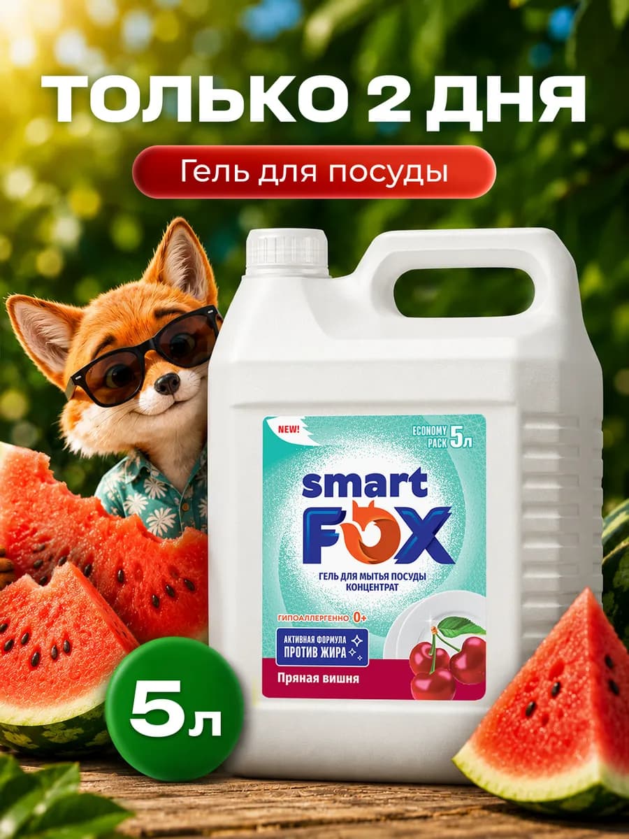 Средство для мытья посуды, Пряная вишня, 5 л