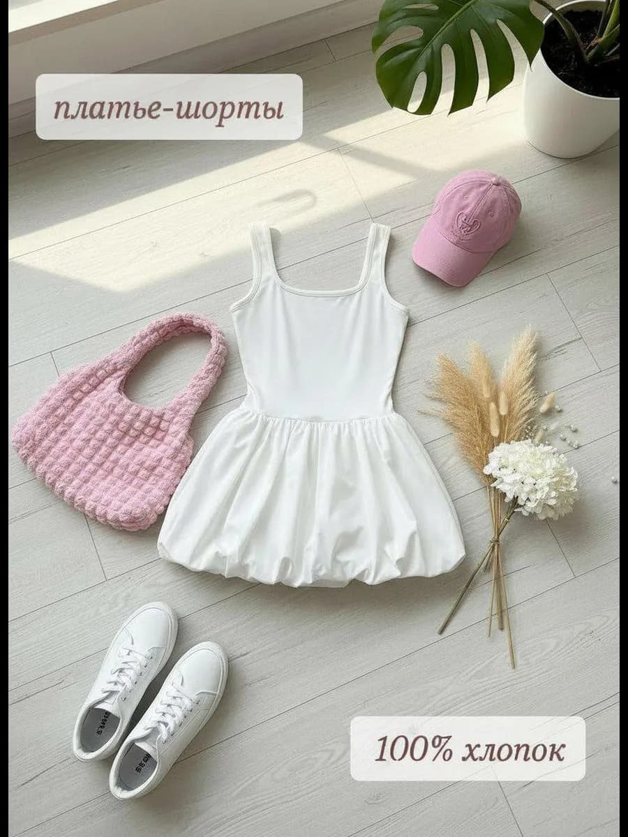 Платье баллон с шортами спортивное