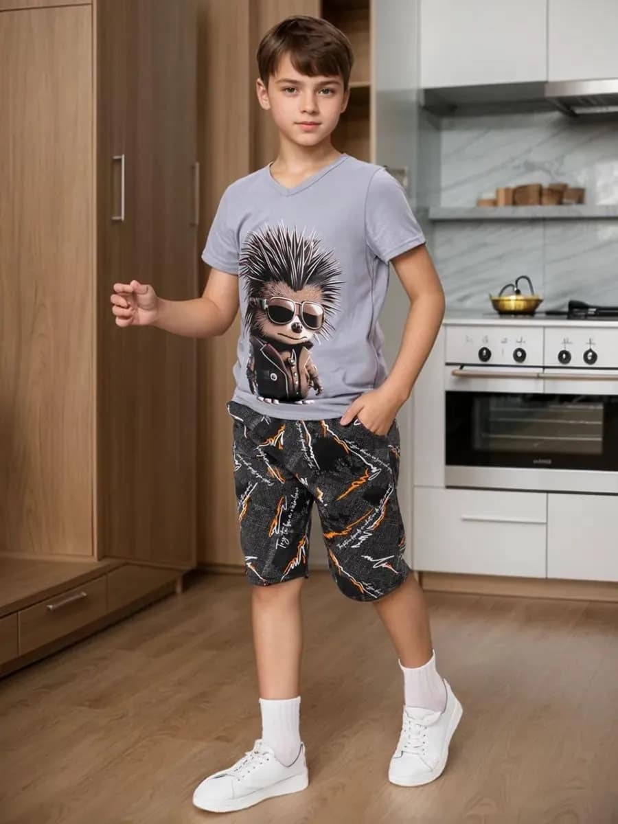 Пижама с шортами домашний костюм