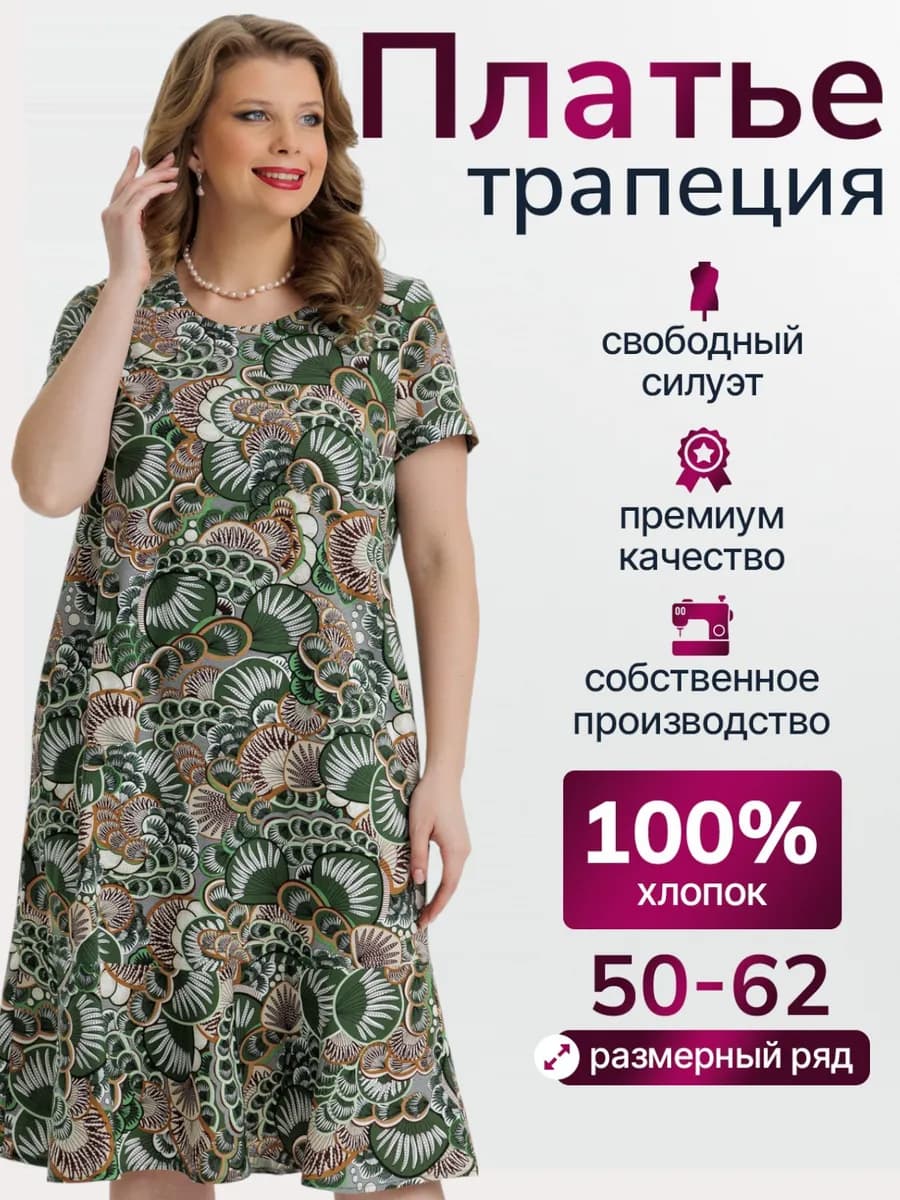 Платье большие размеры летнее хлопок