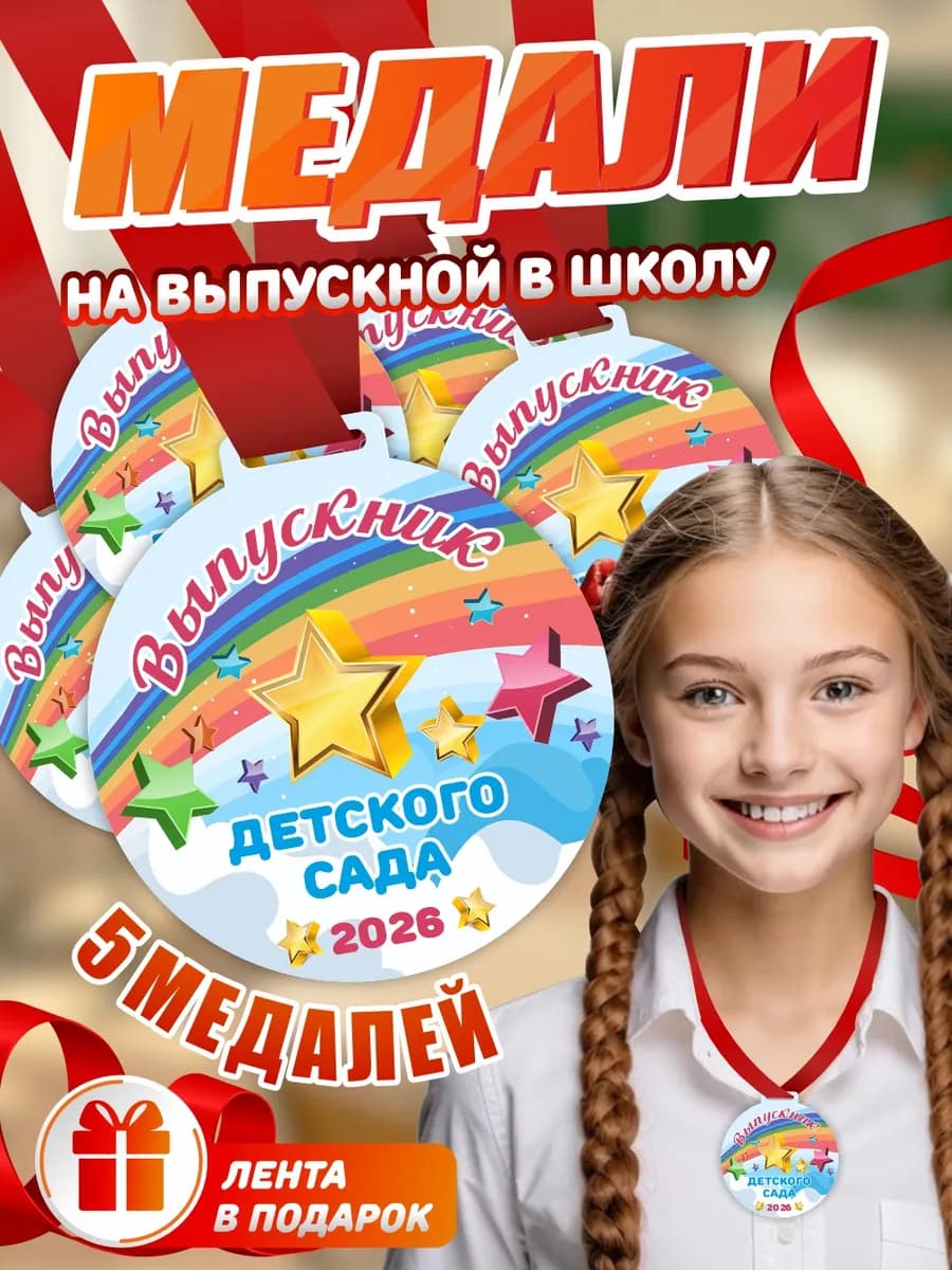 Медаль выпускник детского сада, пластиковая, 5 шт