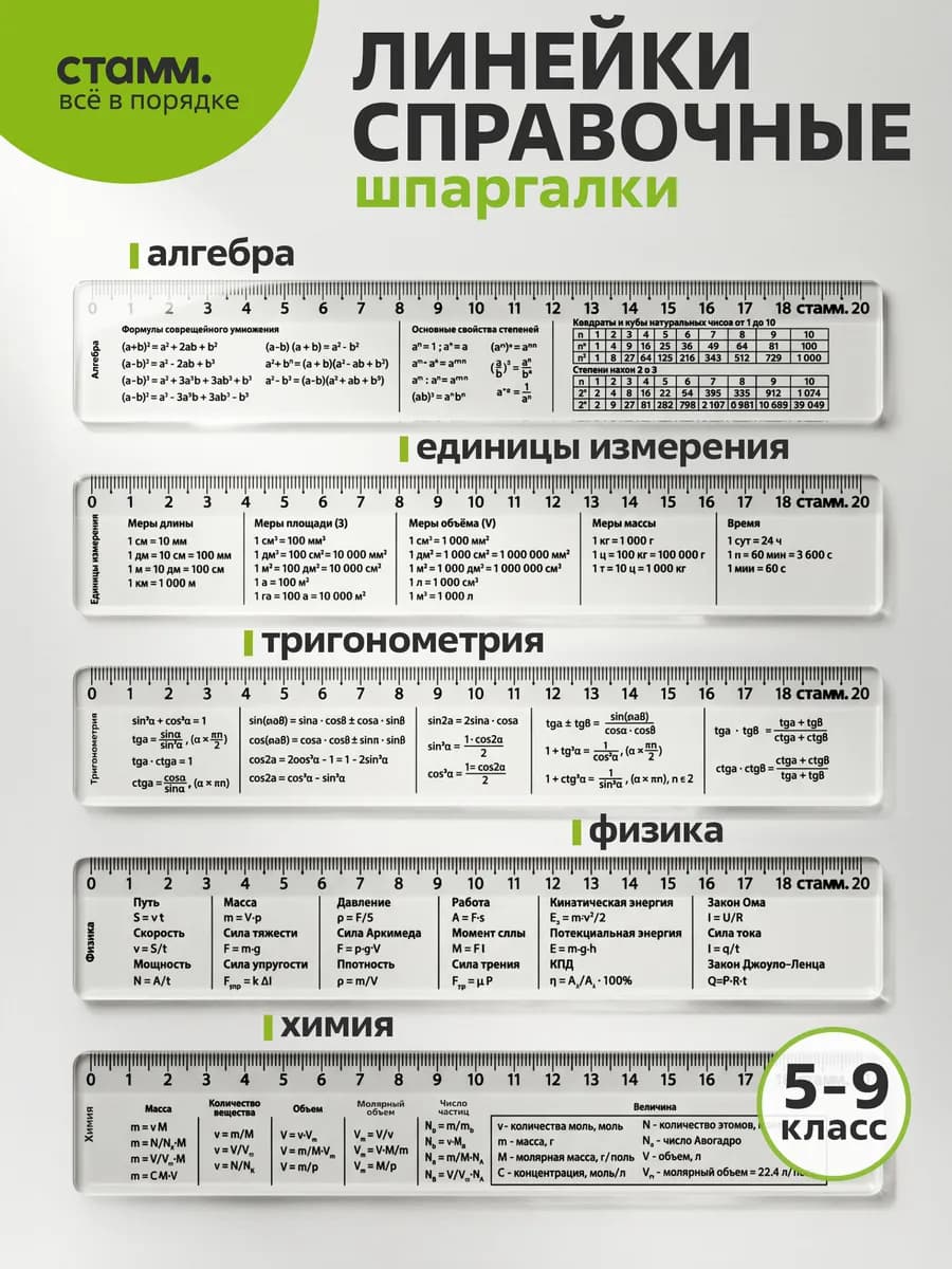 Справочные линейки шпаргалки