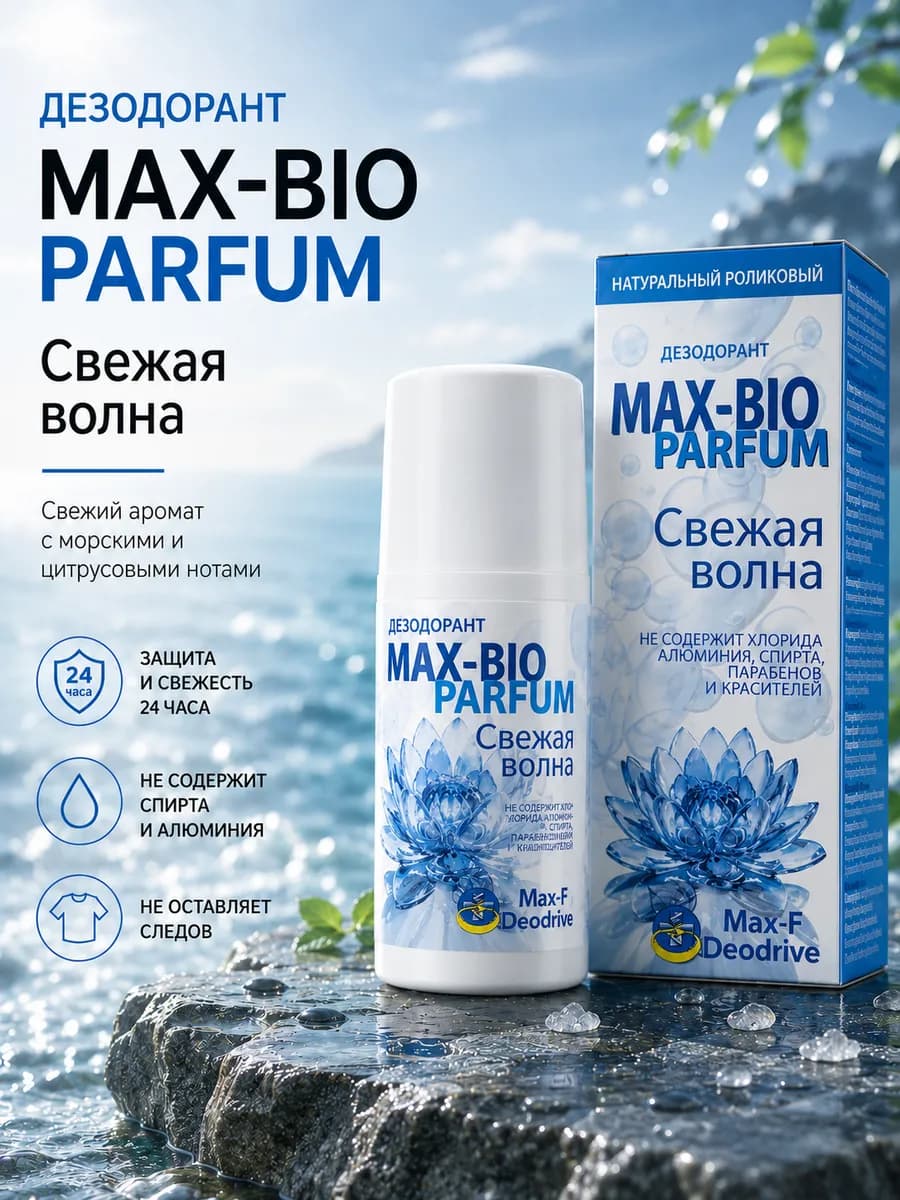 Дезодорант MAX-BIO «PARFUM» Свежая волна