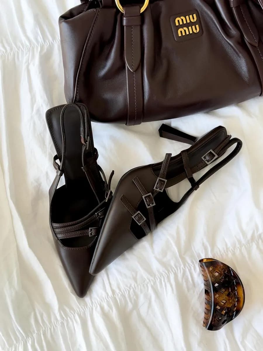 Туфли слингбэки на высоком каблуке - фото 1