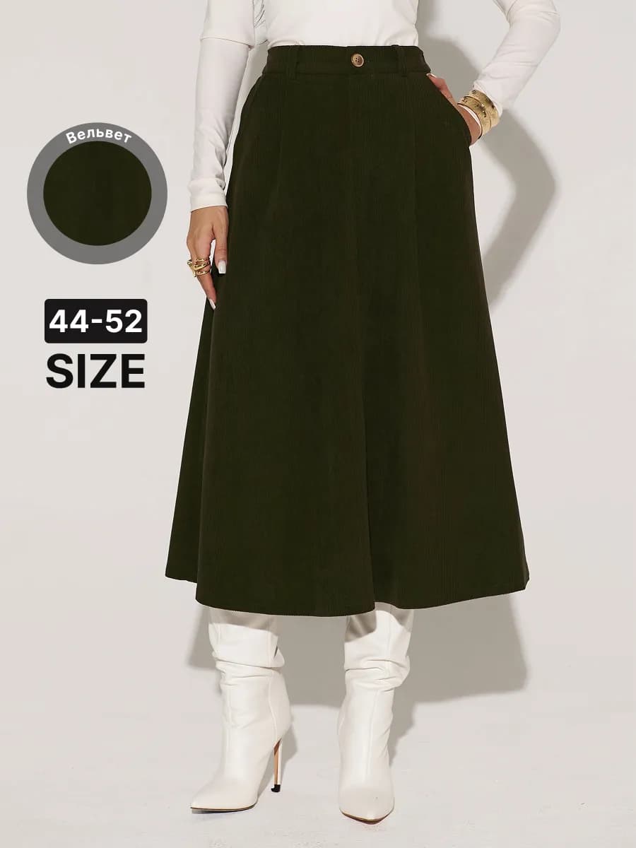 Юбка офисная миди вельветовая