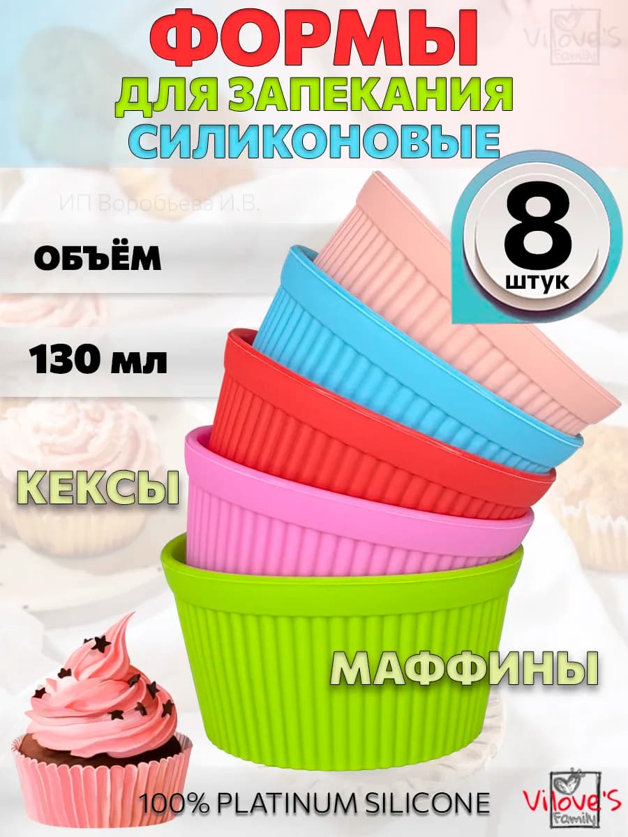 Форма для выпечки кексов силиконовая круглая