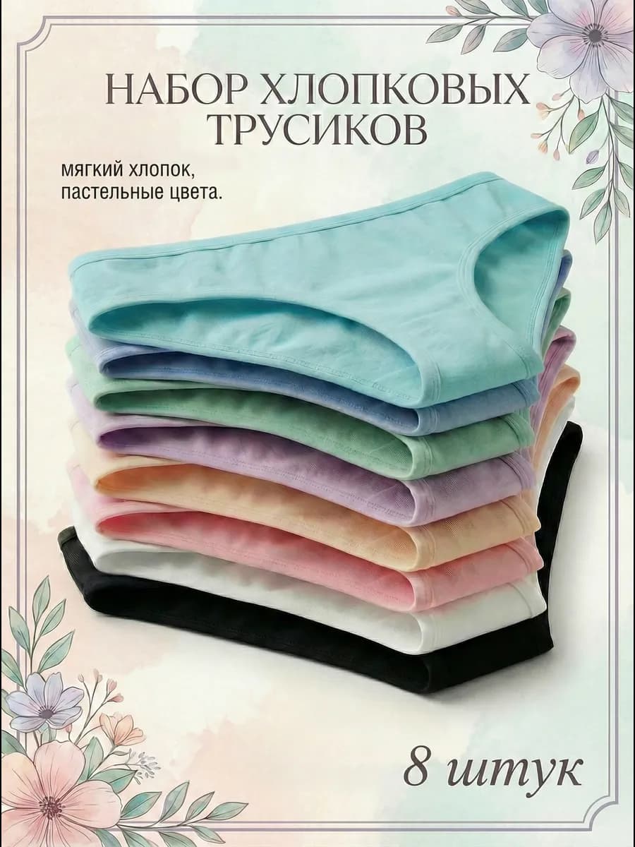 Трусы набор 8 штук хлопок слипы