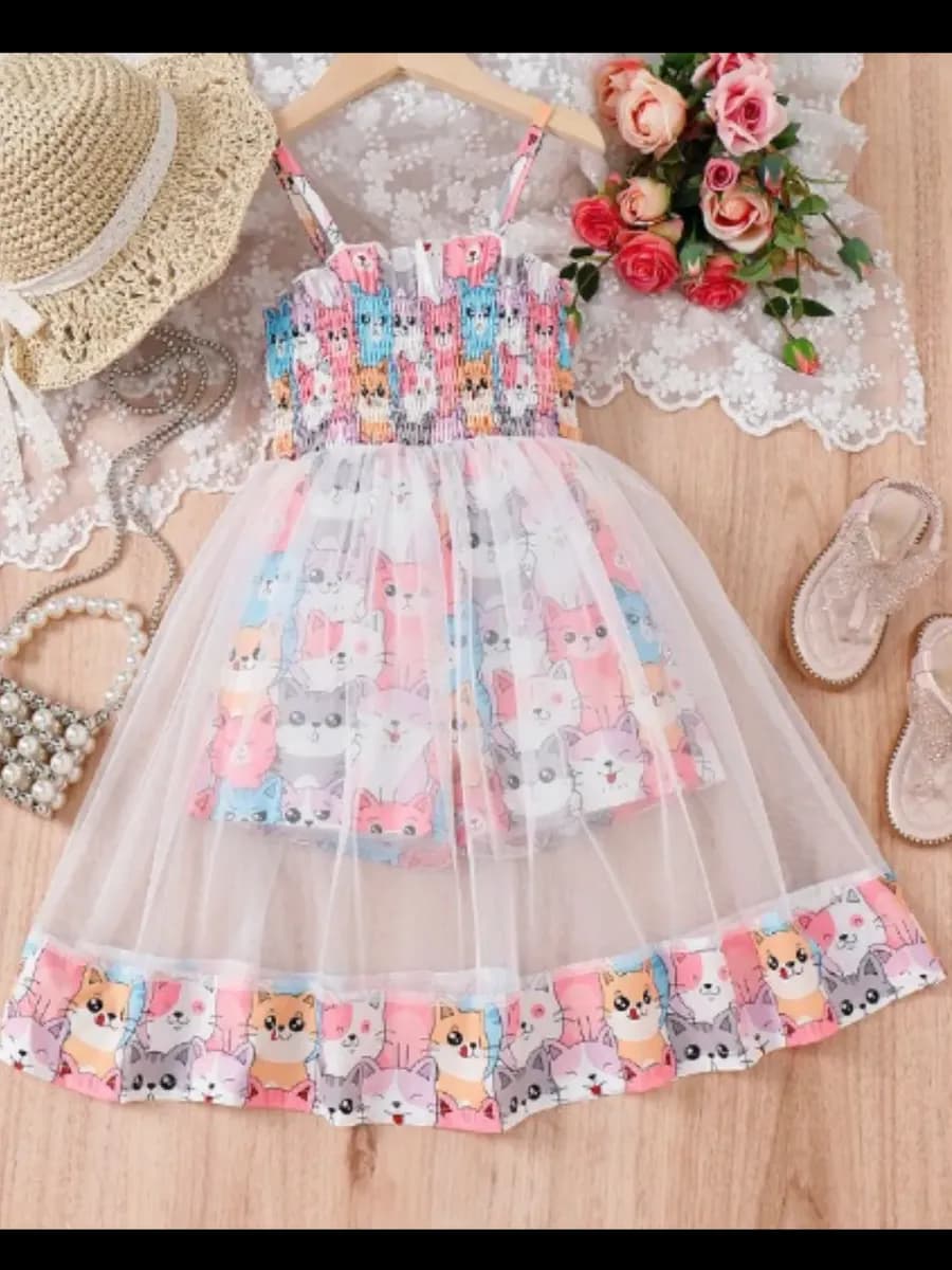 Платье летнее с рисунком котята
