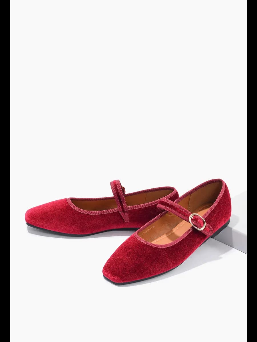 Балетки Мери Джейн женские бордовые