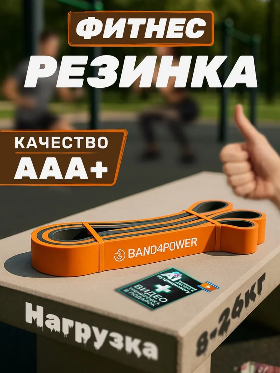 Фитнес резинка для подтягивания, петля латексная, 8-26 кг