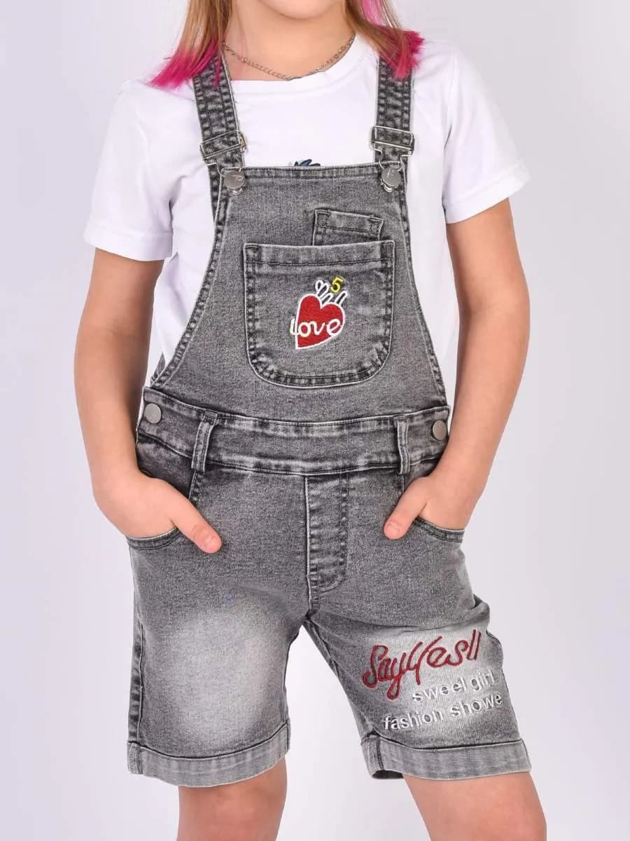 Джинсовый комбинезон летний на лямках с шортами