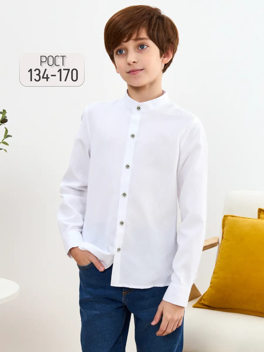 Рубашка льняная воротник стойка