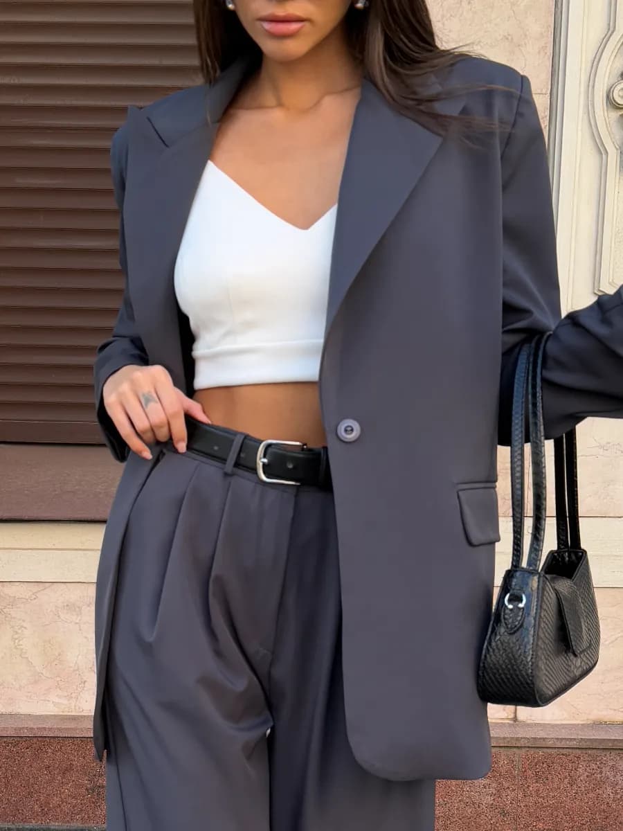 Пиджак оверсайз классический удлиненный блейзер