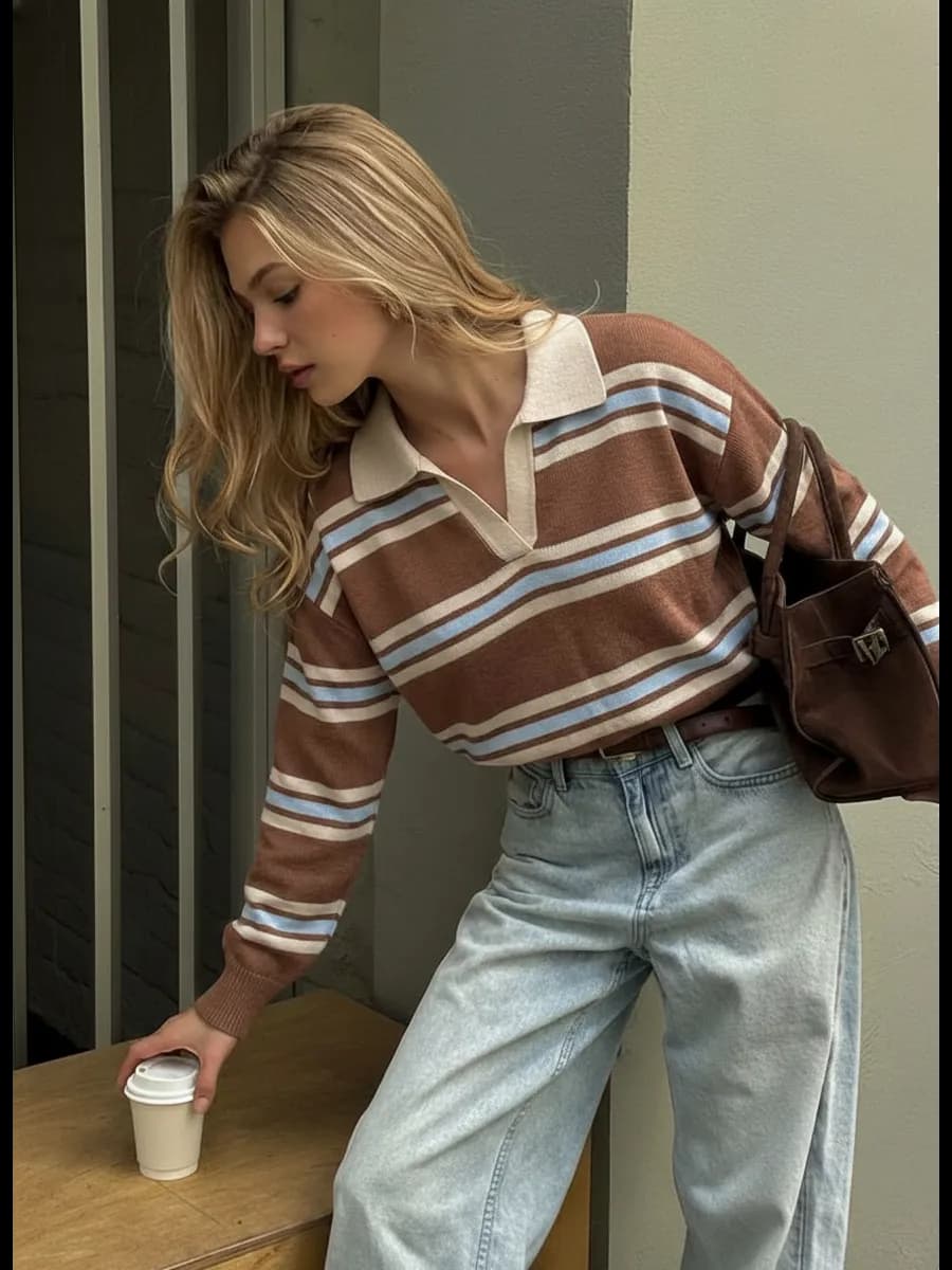 Джемпер вязаный в полоску