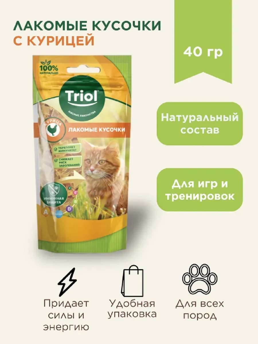 Лакомство для кошек Лакомые кусочки из курицы 40г