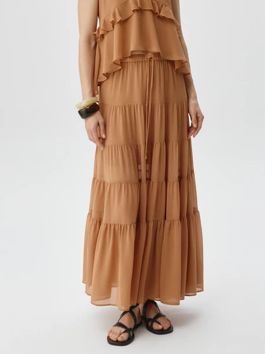 Шифоновая юбка макси в стиле бохо