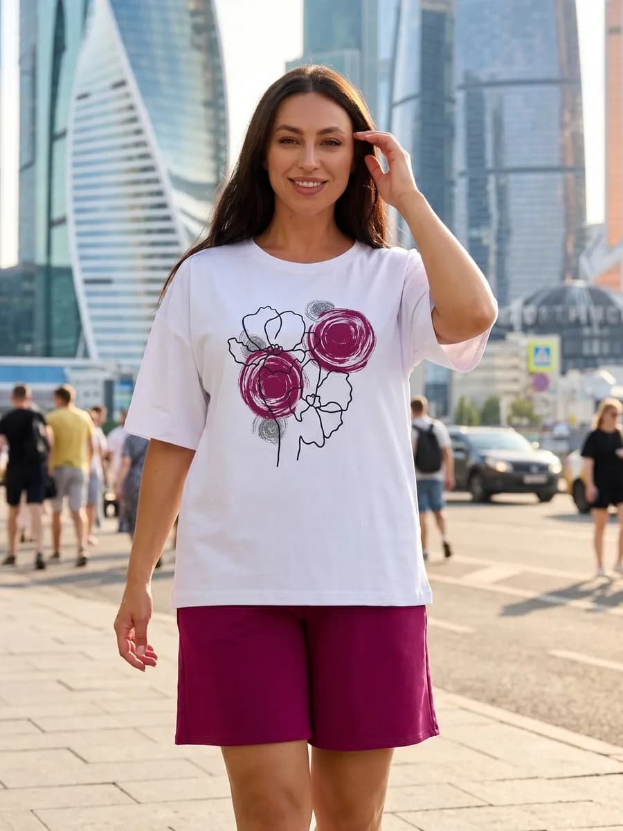 Костюм двойка летний с шортами и футболкой