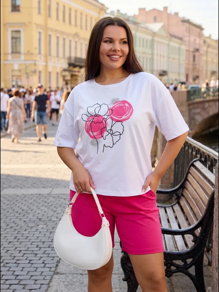 Спортивный костюм летний с шортами больших размеров