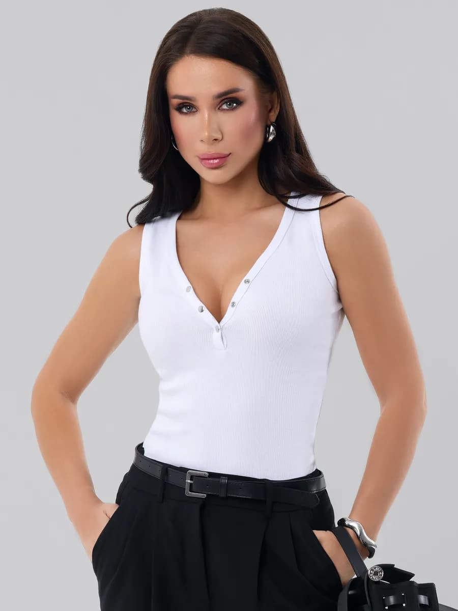 Майка в рубчик облегающая летняя под пиджак