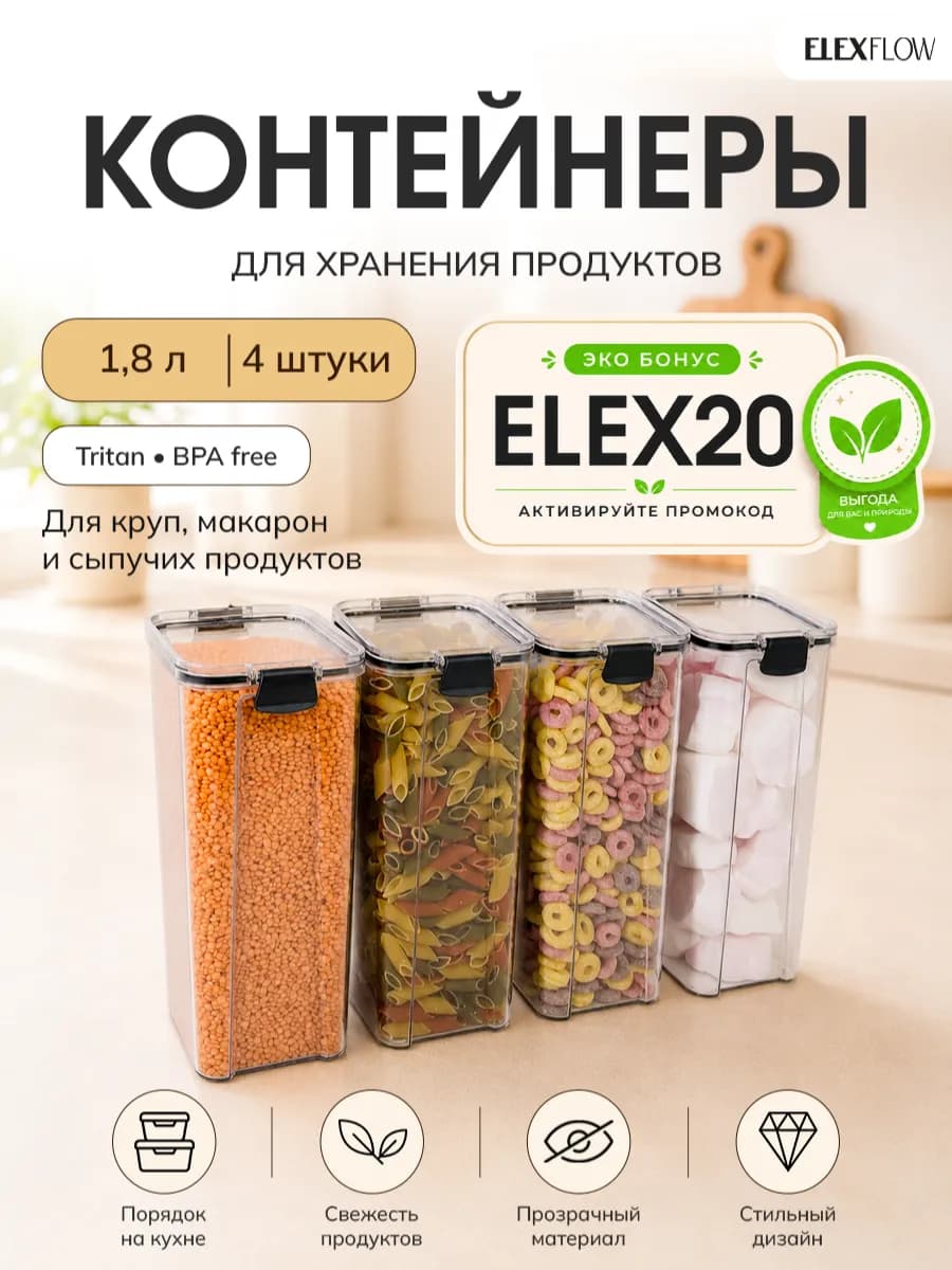 Контейнеры из полимеров - тритан BPAfree для круп и специй