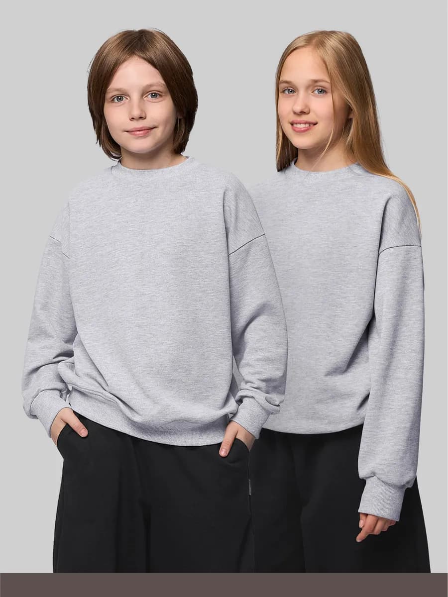 Свитшот для девочки и мальчика школьный оверсайз однотонный