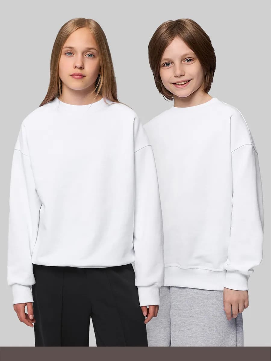 Свитшот для девочки и мальчика школьный оверсайз однотонный