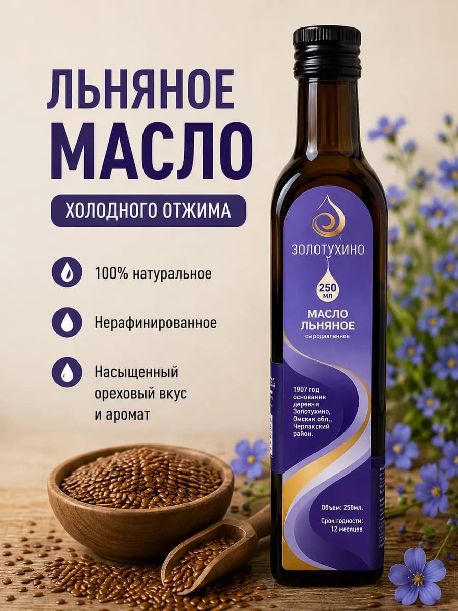 Льняное нерафинированное масло, 250 мл