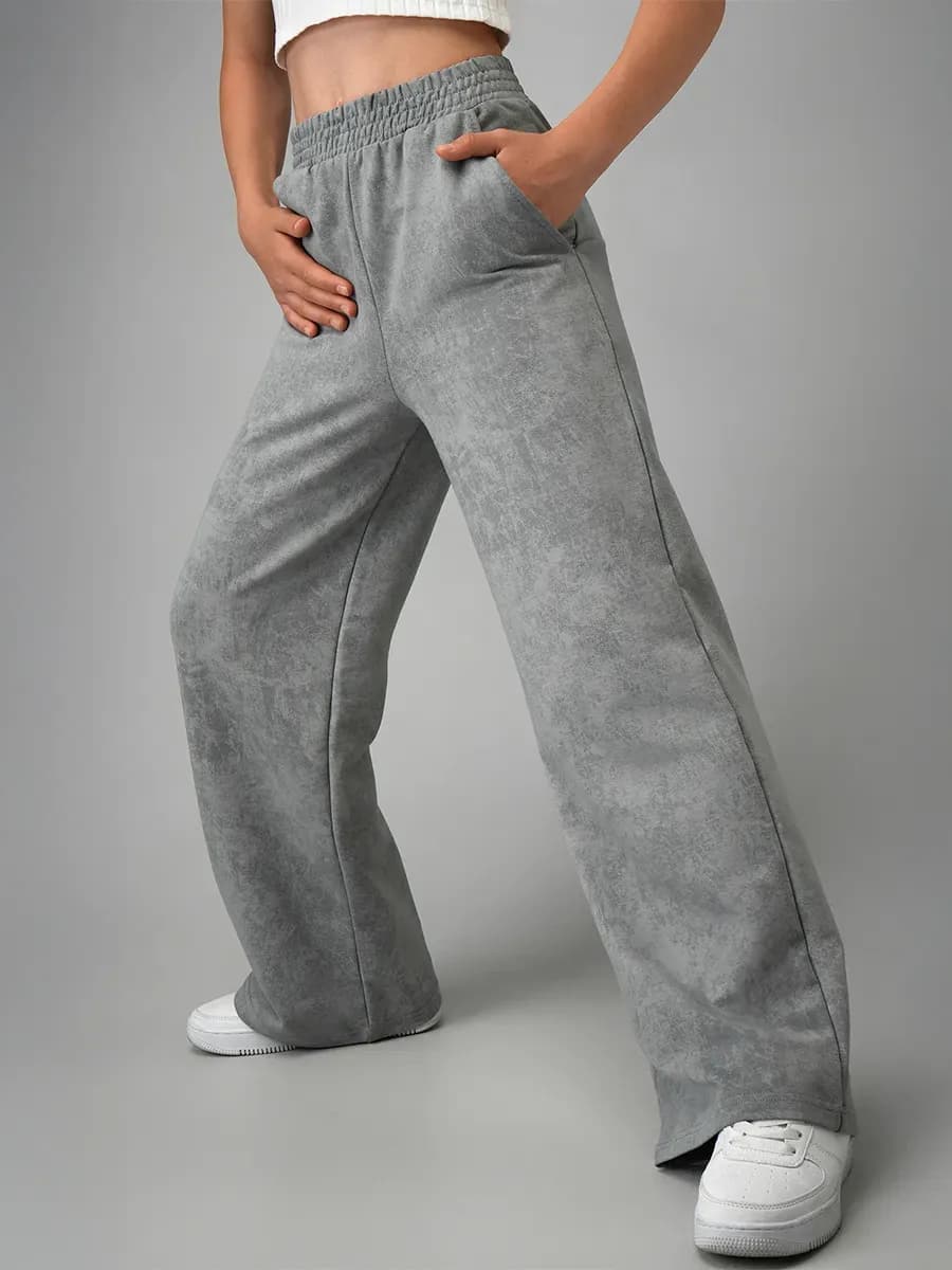 Брюки палаццо детские с высокой посадкой из футера