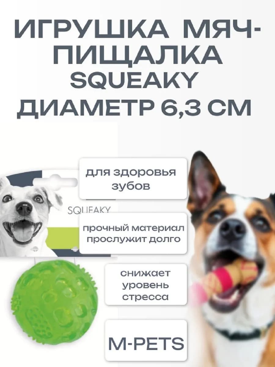 Игрушка для собак SQUEAKY BALL мяч-пищалка 6,3 см