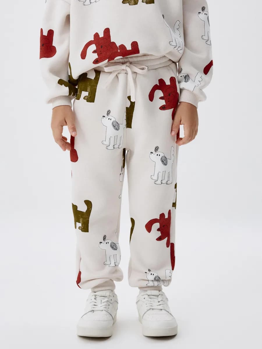 Джоггеры утепленные на резинке с принтом