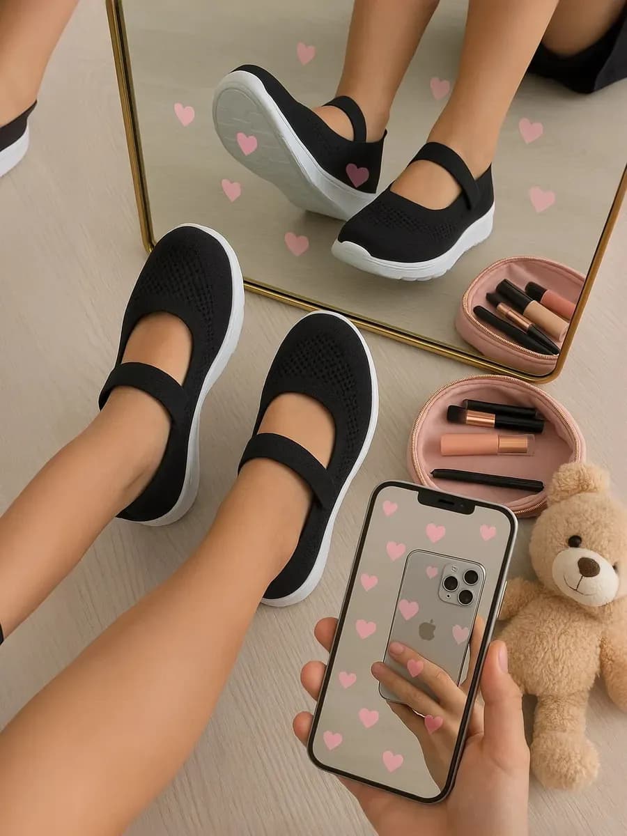 Туфли на липучке текстильные школьные