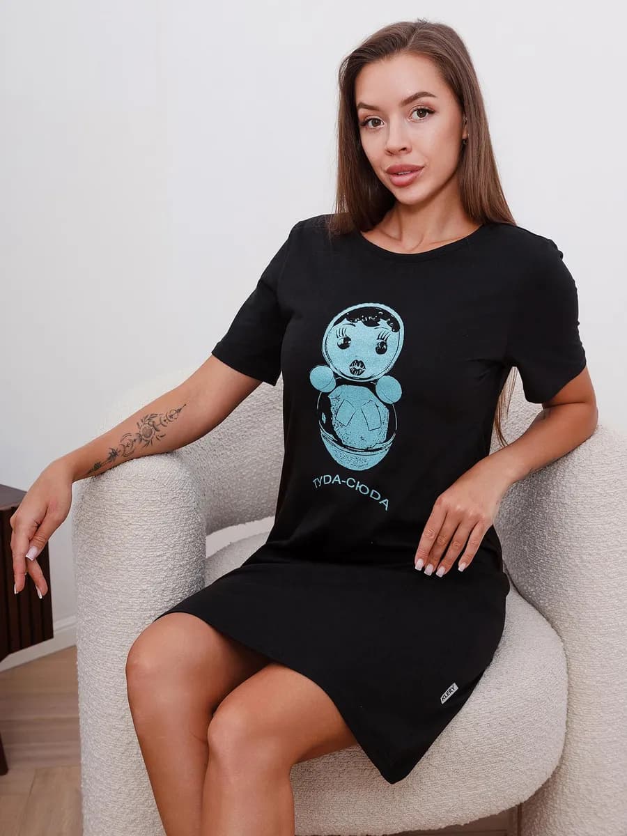 Платье футболка летнее туника с принтом домашняя