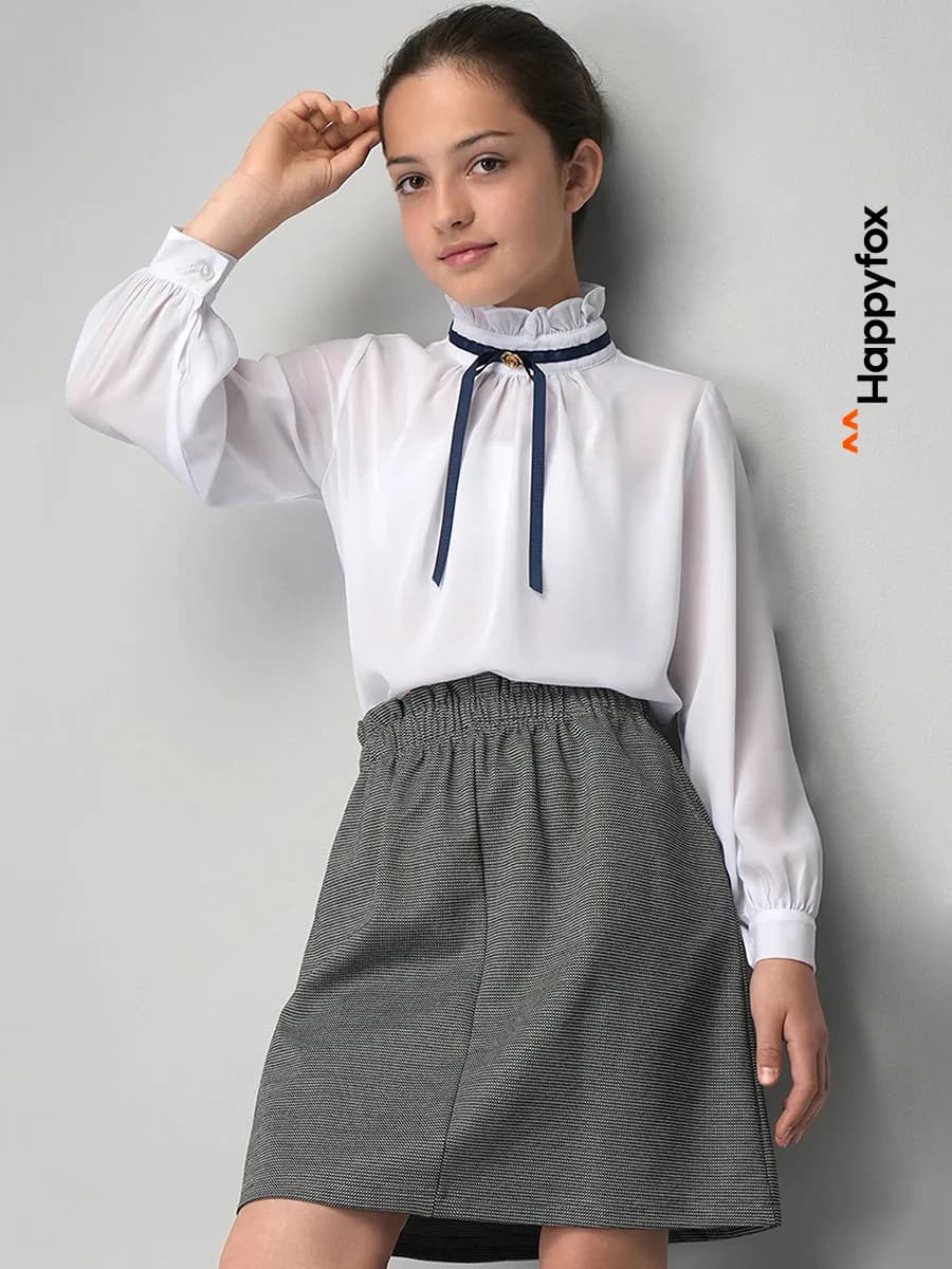 Юбка на резинке школьная жаккардовая