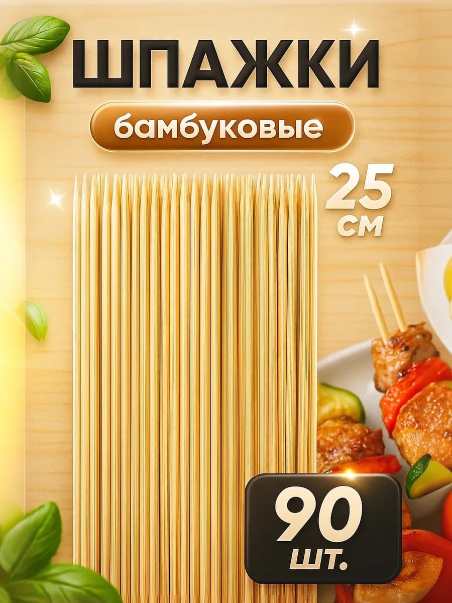 Шпажки деревянные 25 см, 90 шт