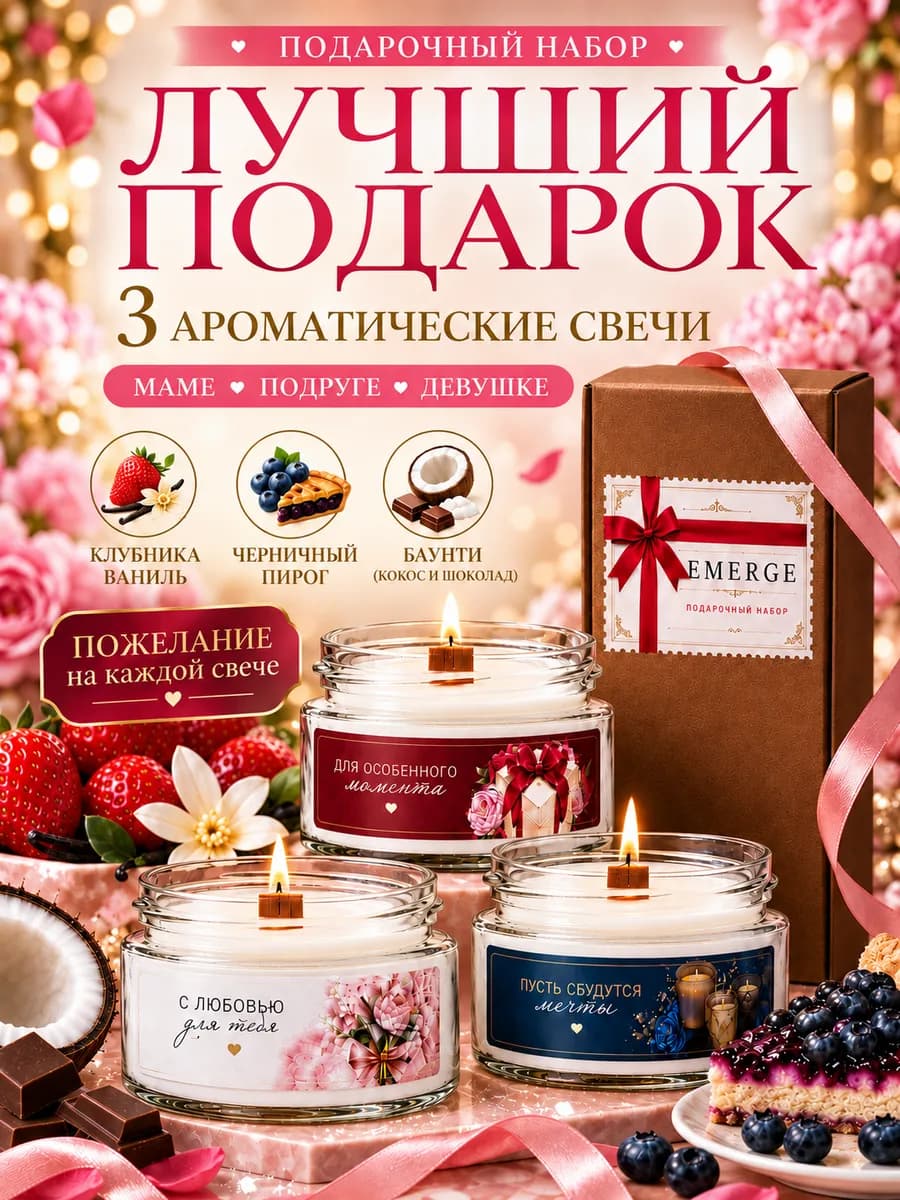 Подарочный набор свечей маме подруге коллеге, ароматические