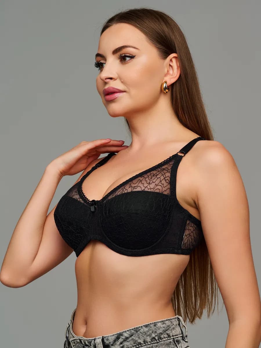 Бюстгальтер кружевной больших размеров без пушап