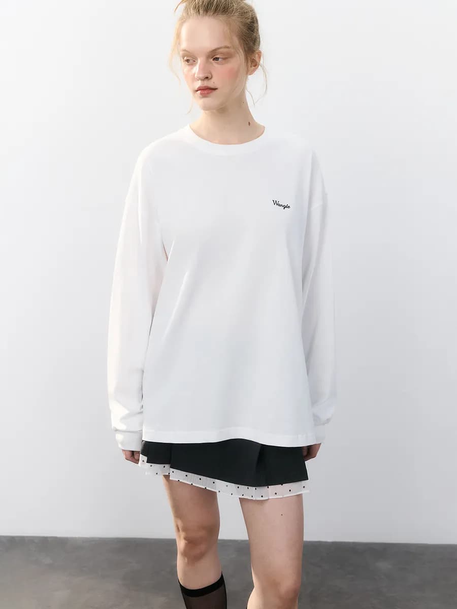 Оверсайз свитшот из трикотажа с вышивкой - фото 1