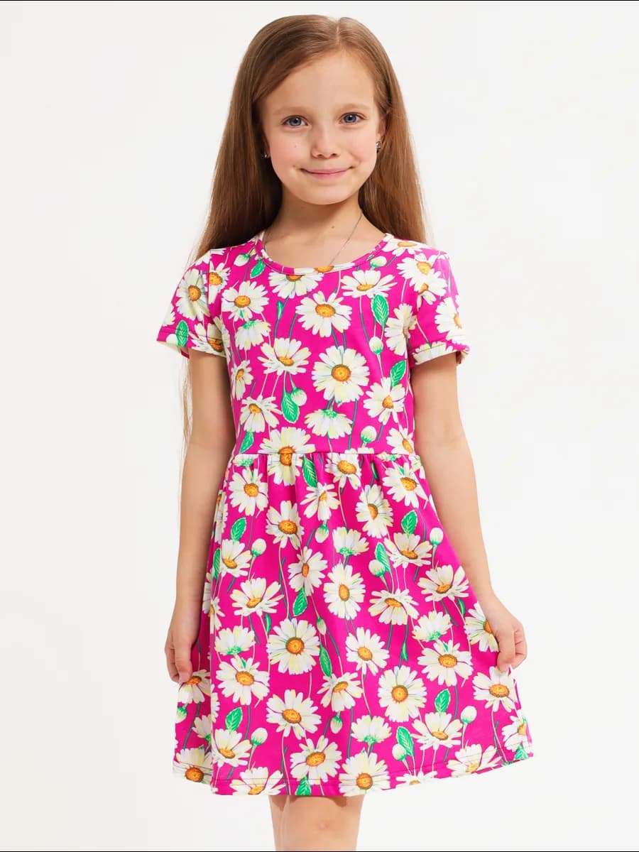 Трикотажное платье для девочки в сад и на прогулку