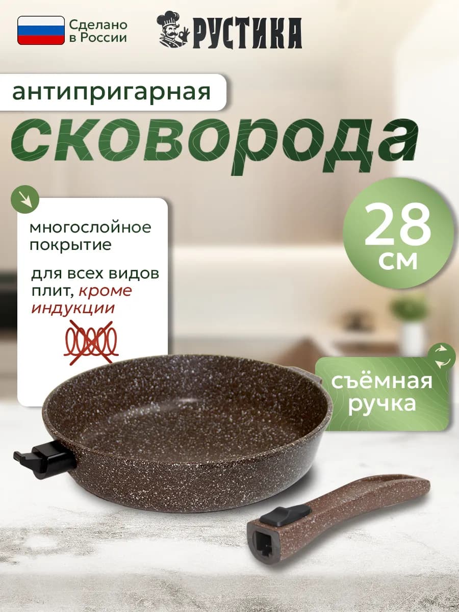 Сковорода антипригарная 28 см со съемной ручкой