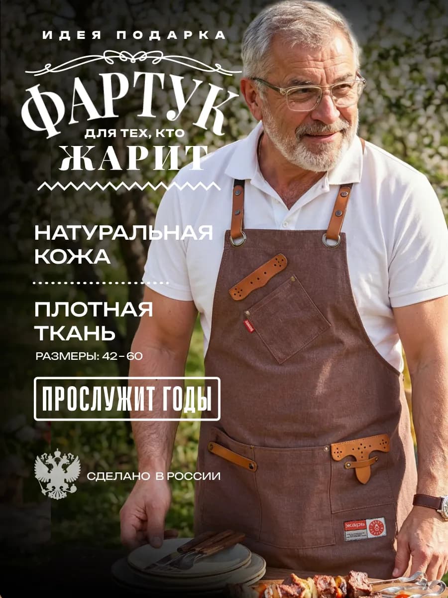 Фартук кухонный для гриля и готовки, коричневый